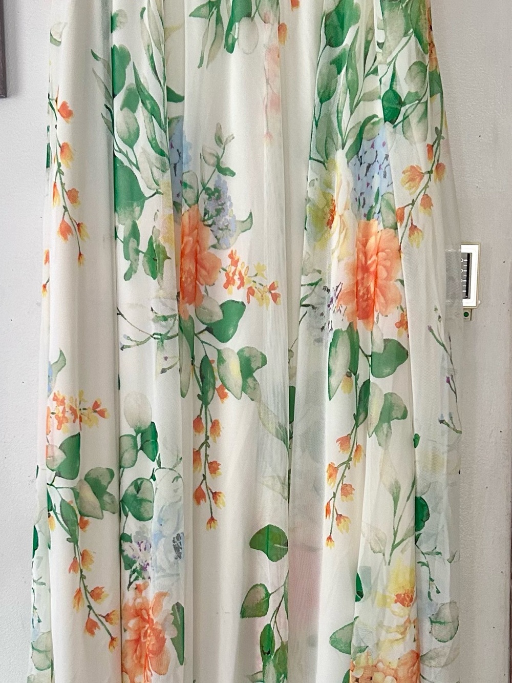 Floral Chiffon Maxi Skirt - Green & Peach Floral